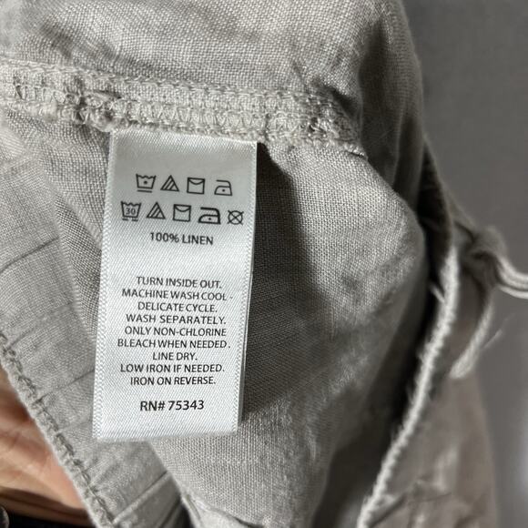 Nicole‎ Miller Linen Jogger Pants Beige Large Boho Resort Slouchy Pockets Cargo - Picture 8 of 9